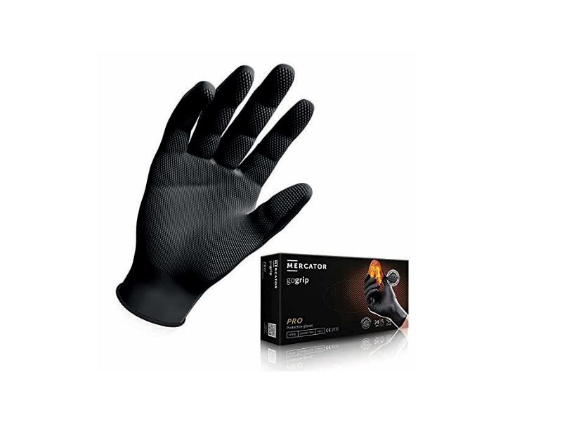 Ideall Grip Industrial Black Nitrile Gloves